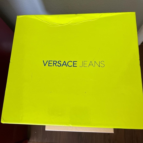 Versace Jeans Collection Black Wedge Heels with Gold Accents - Picture 2 of 8